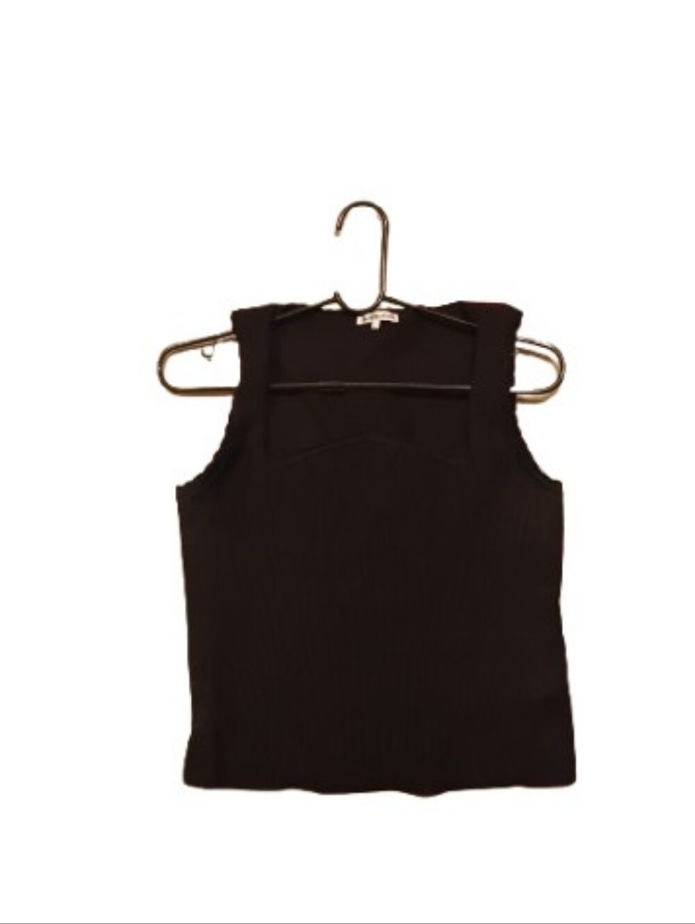 Reformation Nalini Black Scalloped Edge Sleeveless Knit Ribbed Top Sz XL